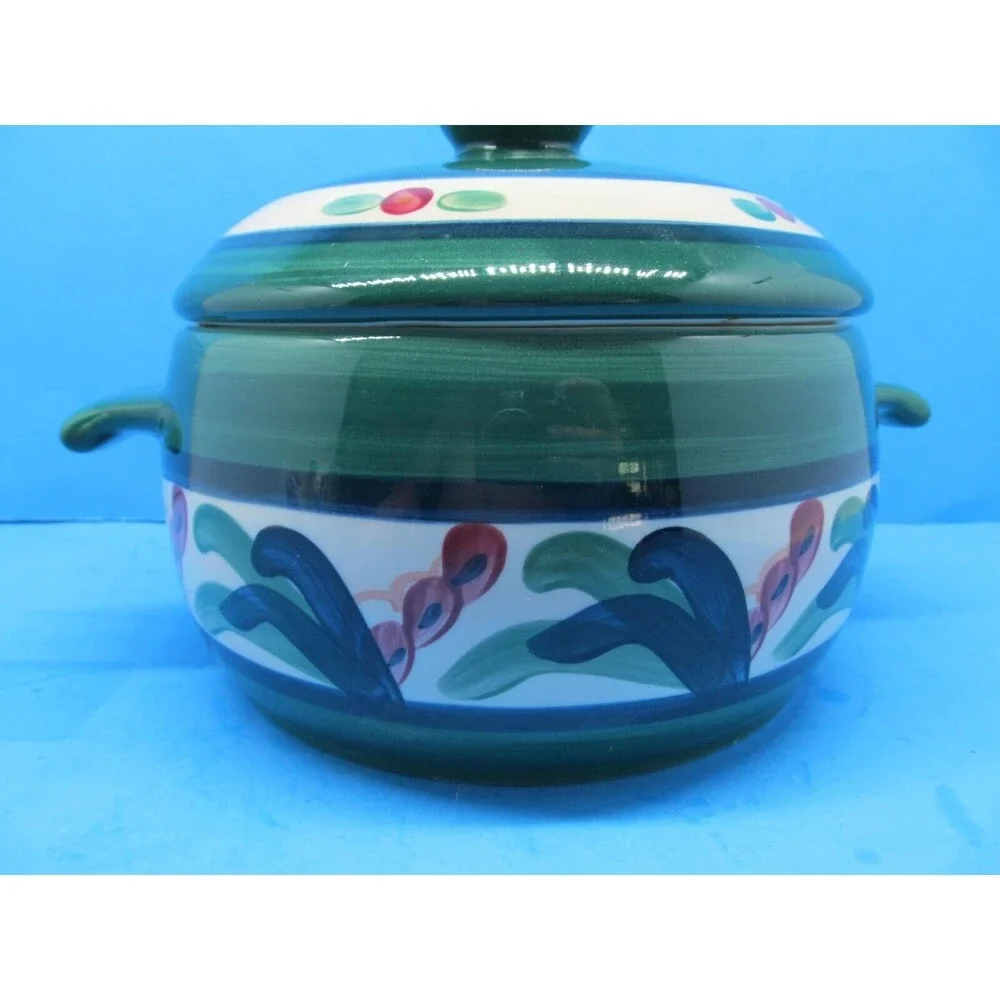 Gail Pittman Juniper Covered Bean Pot Double Handled  Casserole